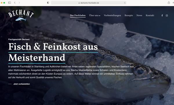 Webdesign für Dechant Fischladen Starnberg