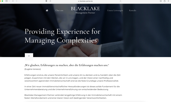 Webdesign Blacklake Management GmbH
